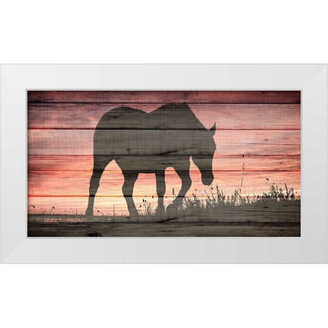 Horse Sunset White Modern Wood Framed Art Print by Allen, Kimberly