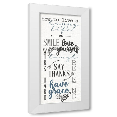 Happy Life White Modern Wood Framed Art Print by Allen, Kimberly
