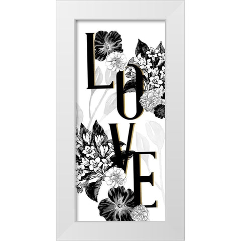 Love Floral White Modern Wood Framed Art Print by Allen, Kimberly
