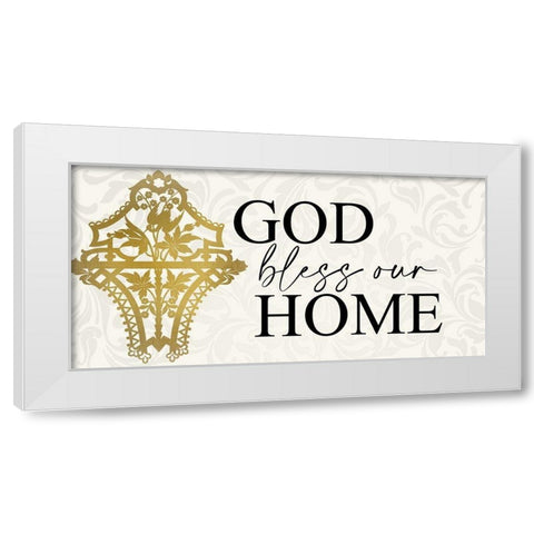 Bless our Home White Modern Wood Framed Art Print by Allen, Kimberly