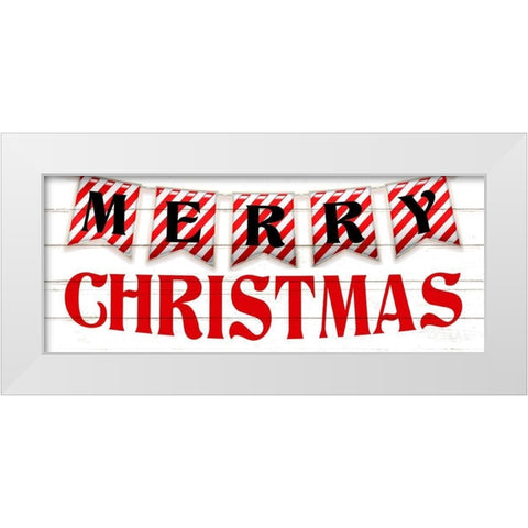 Merry Christmas Canes White Modern Wood Framed Art Print by Allen, Kimberly