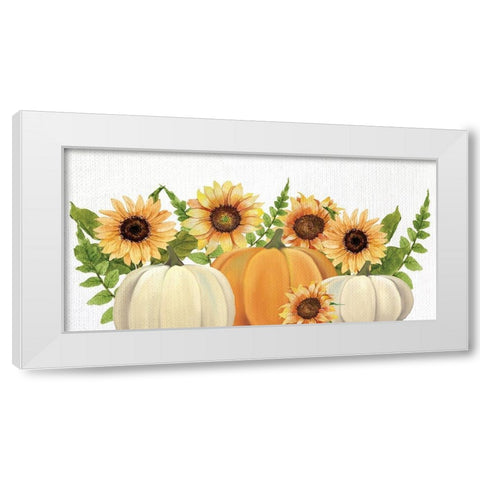 Sunflowers and Pumpkins White Modern Wood Framed Art Print by Allen, Kimberly