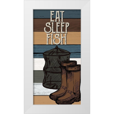 Fishing Panel 3 V2 White Modern Wood Framed Art Print by Allen, Kimberly