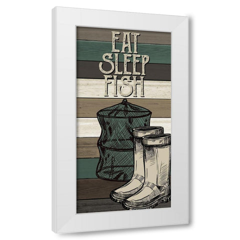 Fishing Panel 3 White Modern Wood Framed Art Print by Allen, Kimberly