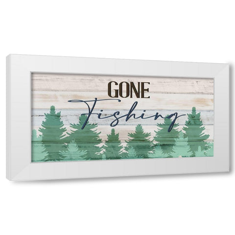 Gone Fishing White Modern Wood Framed Art Print by Allen, Kimberly