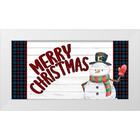 Merry Christmas Snowman White Modern Wood Framed Art Print by Allen, Kimberly