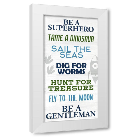 Boy Rules 1 White Modern Wood Framed Art Print by Allen, Kimberly