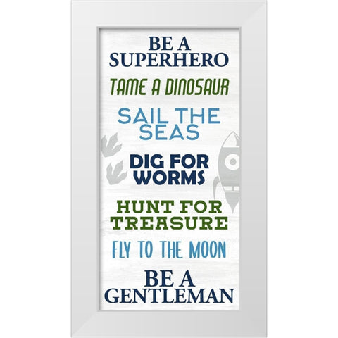 Boy Rules 1 White Modern Wood Framed Art Print by Allen, Kimberly
