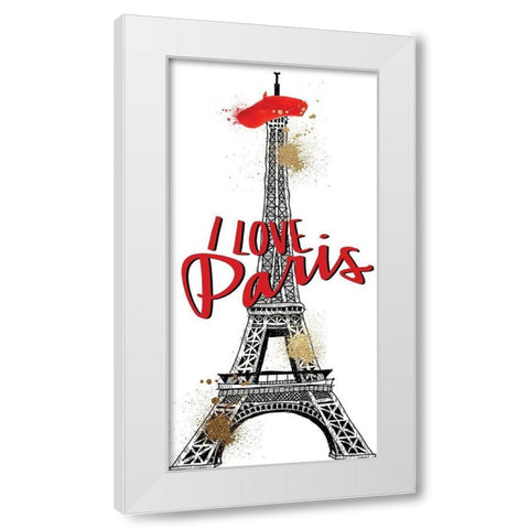 I Love Paris 1 White Modern Wood Framed Art Print by Allen, Kimberly