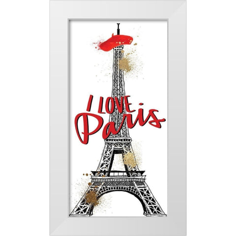 I Love Paris 1 White Modern Wood Framed Art Print by Allen, Kimberly