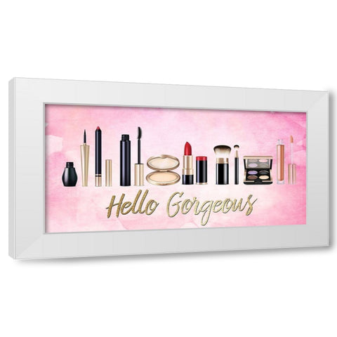 Hello Gorgeous Makeup V2 White Modern Wood Framed Art Print by Allen, Kimberly