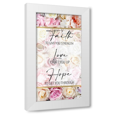 Faith Hope Floral 2 White Modern Wood Framed Art Print by Allen, Kimberly