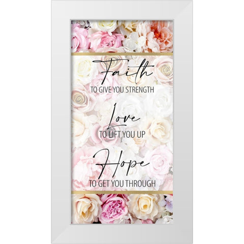 Faith Hope Floral 2 White Modern Wood Framed Art Print by Allen, Kimberly