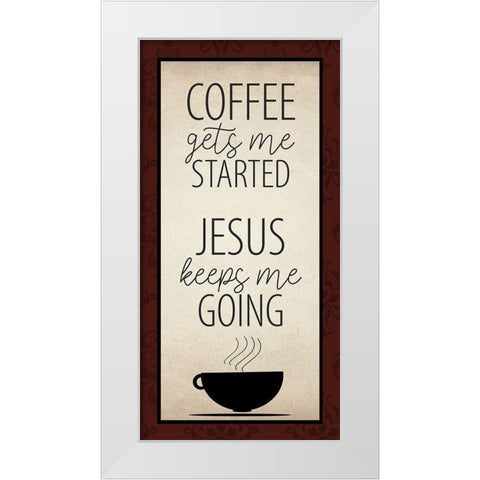 Coffee Get Me 1 White Modern Wood Framed Art Print by Allen, Kimberly