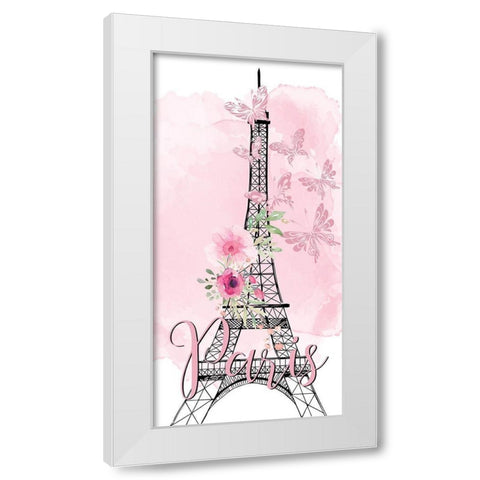 Paris Butterflies 1 V2 White Modern Wood Framed Art Print by Allen, Kimberly