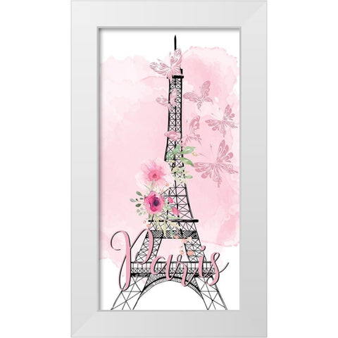 Paris Butterflies 1 V2 White Modern Wood Framed Art Print by Allen, Kimberly