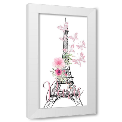 Paris Butterflies 1 White Modern Wood Framed Art Print by Allen, Kimberly