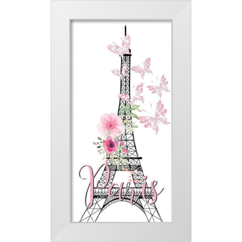 Paris Butterflies 1 White Modern Wood Framed Art Print by Allen, Kimberly