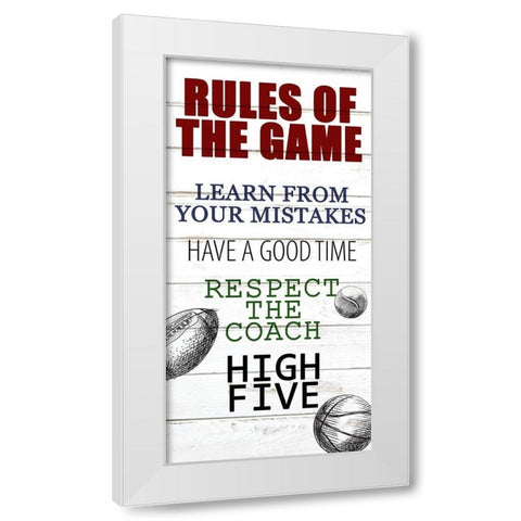 Rules of the Game 1 White Modern Wood Framed Art Print by Allen, Kimberly