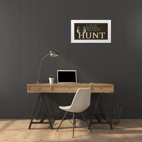 Live Laugh Hunt White Modern Wood Framed Art Print by Allen, Kimberly