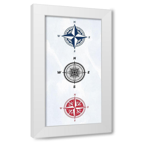 Vintage Compass 1 White Modern Wood Framed Art Print by Allen, Kimberly