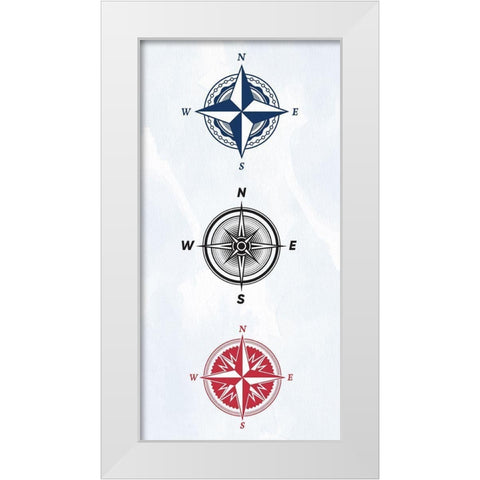 Vintage Compass 1 White Modern Wood Framed Art Print by Allen, Kimberly