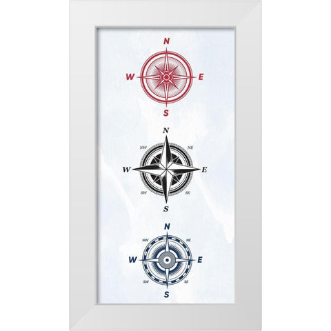 Vintage Compass 2 White Modern Wood Framed Art Print by Allen, Kimberly