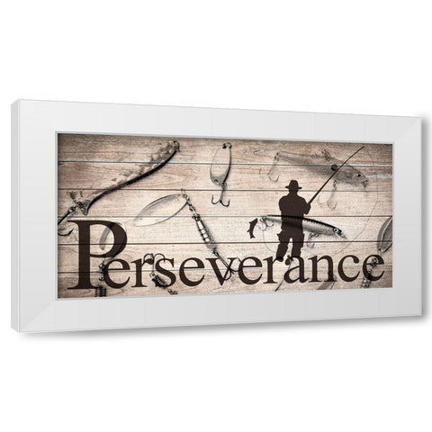 Perseverance Fishing White Modern Wood Framed Art Print by Allen, Kimberly