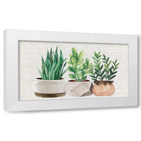 Burlap Plants White Modern Wood Framed Art Print by Allen, Kimberly