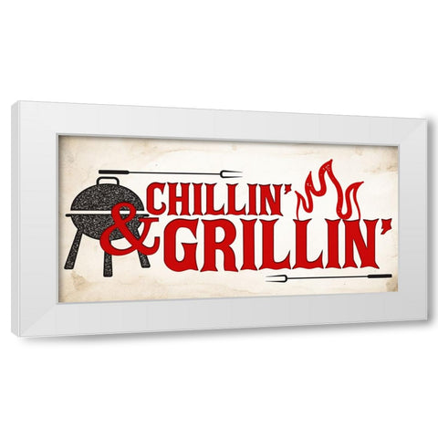 Chillin And Grillin White Modern Wood Framed Art Print by Allen, Kimberly