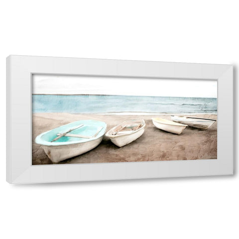 Beached Boats White Modern Wood Framed Art Print by Allen, Kimberly