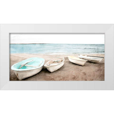 Beached Boats White Modern Wood Framed Art Print by Allen, Kimberly
