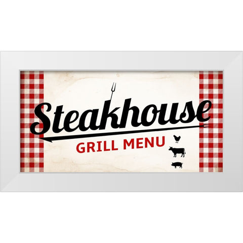 Steakhouse Grill Menu White Modern Wood Framed Art Print by Allen, Kimberly