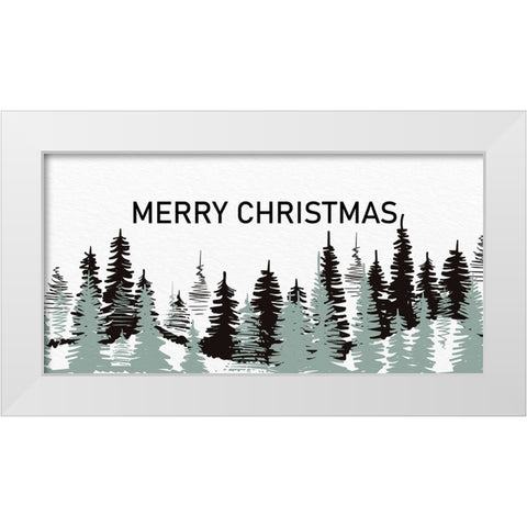 Merry Christmas Trees White Modern Wood Framed Art Print by Allen, Kimberly