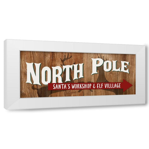 Santas Workshop And Elf Village White Modern Wood Framed Art Print by Allen, Kimberly