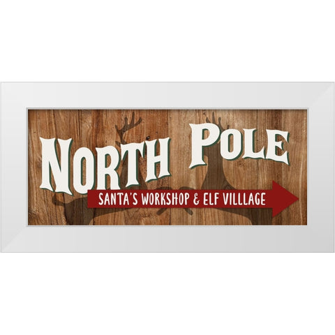 Santas Workshop And Elf Village White Modern Wood Framed Art Print by Allen, Kimberly