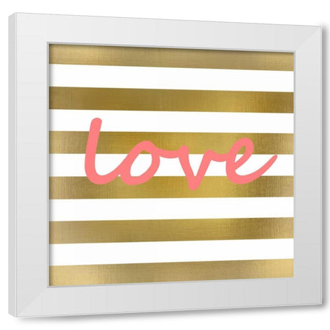Pink And Gold Love White Modern Wood Framed Art Print by Allen, Kimberly