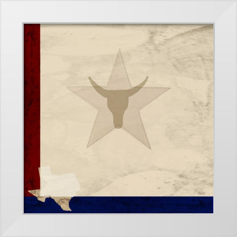 Stars and Longhorns White Modern Wood Framed Art Print by Allen, Kimberly