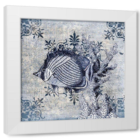 Marine Life Indigo 1 White Modern Wood Framed Art Print by Allen, Kimberly