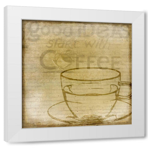 Coffee 1 White Modern Wood Framed Art Print by Allen, Kimberly
