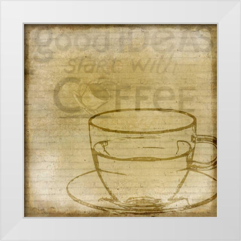 Coffee 1 White Modern Wood Framed Art Print by Allen, Kimberly