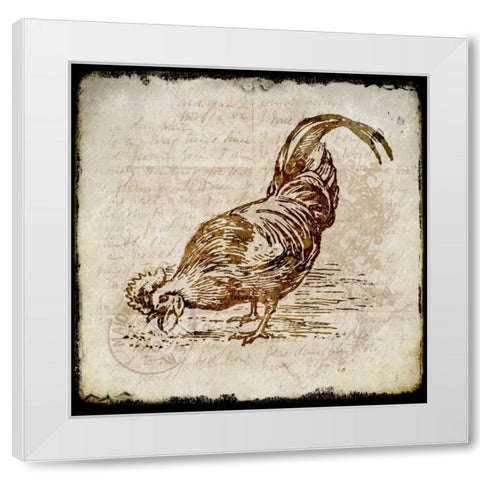 Vintage Rooster Square 3 White Modern Wood Framed Art Print by Allen, Kimberly