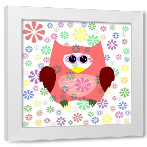 Owls and Flowers White Modern Wood Framed Art Print by Allen, Kimberly