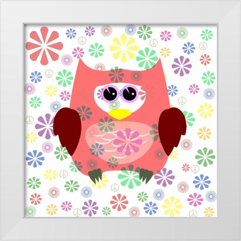 Owls and Flowers White Modern Wood Framed Art Print by Allen, Kimberly