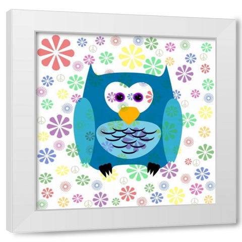Owls and Flowers 2 White Modern Wood Framed Art Print by Allen, Kimberly