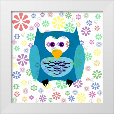 Owls and Flowers 2 White Modern Wood Framed Art Print by Allen, Kimberly