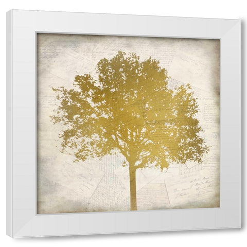 Tree Silhouette Gold 3 White Modern Wood Framed Art Print by Allen, Kimberly