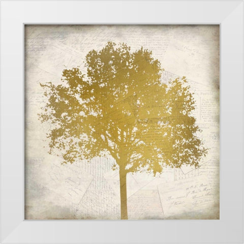 Tree Silhouette Gold 3 White Modern Wood Framed Art Print by Allen, Kimberly