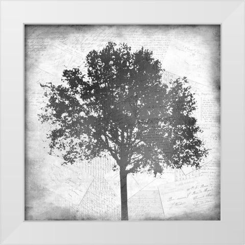 Tree Silhouette Black and White 1 White Modern Wood Framed Art Print by Allen, Kimberly