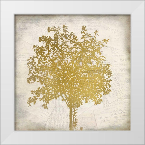 Tree Silhouette Gold 4 White Modern Wood Framed Art Print by Allen, Kimberly